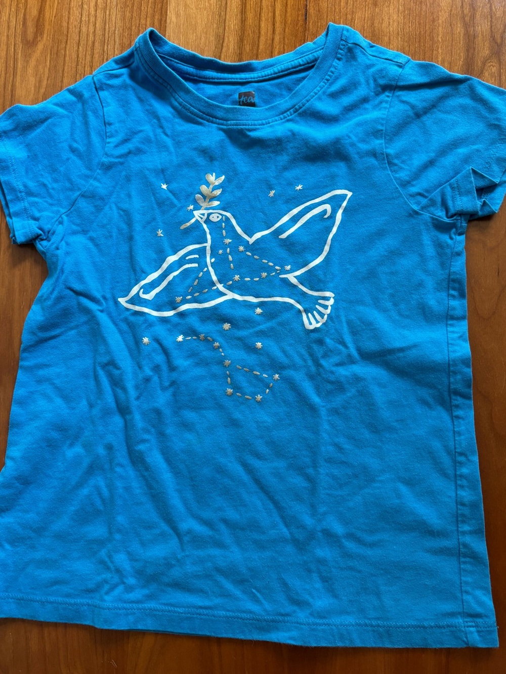 Tea Collection Blue Short Sleeve Tee with Dove Graphic